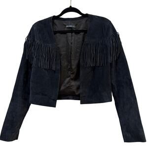 Tart Women's Fringed Suede Leather Jacket Black Size Small Sully